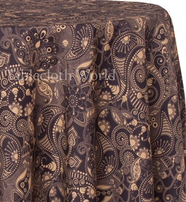 Chocolate Paisley Print Tablecloth