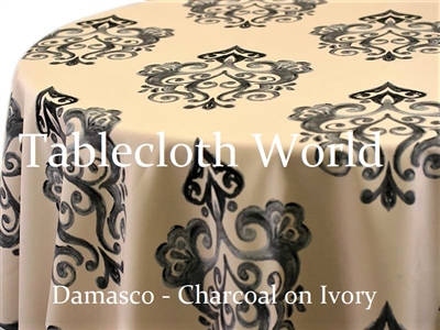 Damasco Print Charcoal on Ivory