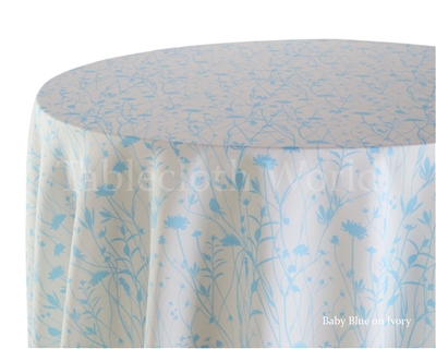 Field Flower Baby Blue Ivory Tablecloths