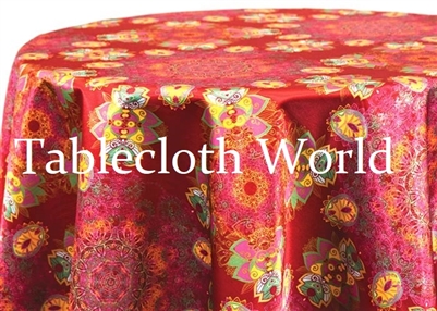 Mumbai Damask Red Print Tablecloths