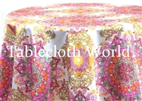 Mumbai Damask White Print Tablecloths