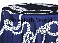 Nautical Knot White on Navy Print Tablecloths
