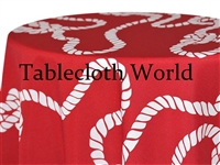 Nautical Knot White on Red Print Tablecloths