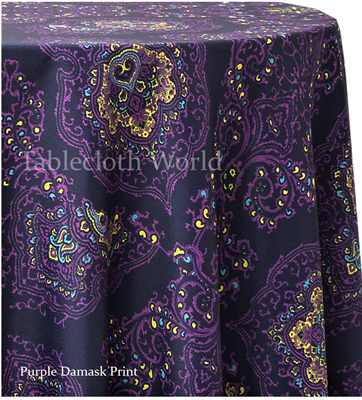 Purple Damask Print Tablecloths
