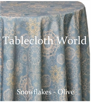 Snowflakes Olive Custom Print Tablecloths