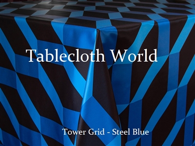 Tower Grid Steel Blue Custom Print Tablecloths