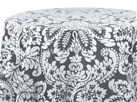 Capua Damask Print Tablecloths Gray