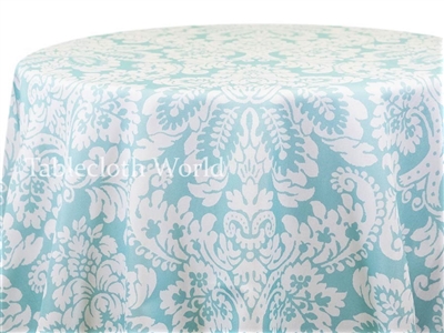 Capua Damask Print Tablecloths Light Blue