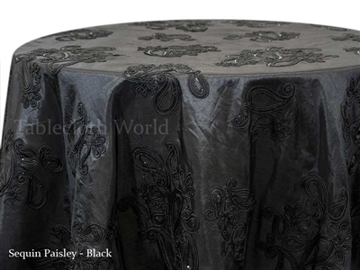 Sequin Paisley Black Tablecloths