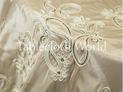 Sequin Paisley Ivory Tablecloths