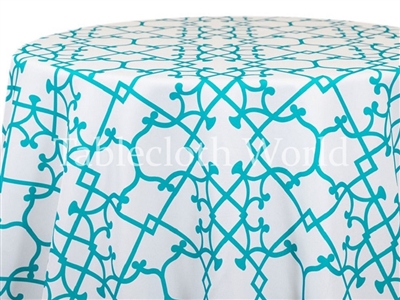 Valencia Turquoise Print Tablecloth