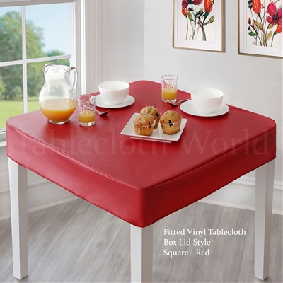 Fitted Box Lid Vinyl Tablecloths Square