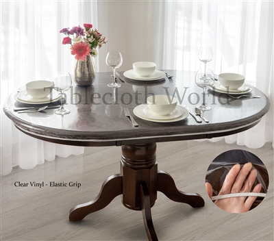 Clear Vinyl Oval Tablecloths Elastic Grip