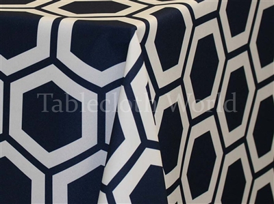 Beehive White Navy Custom Print Tablecloths