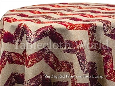 Red Burlap Zig Zag Tablecloth