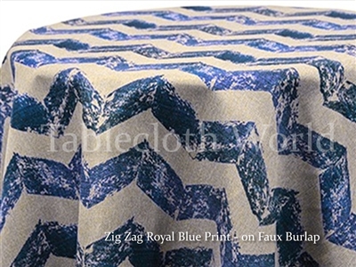 Royal Blue Burlap Zig Zag Tablecloth