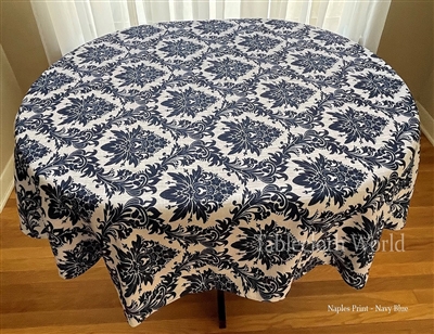 Naples Damask Navy Print Tablecloths