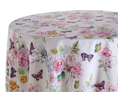 Peony & Butterflies Pink Floral Tablecloths