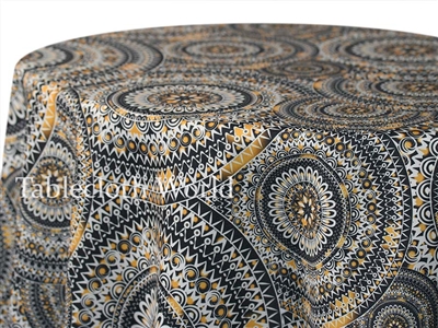Rosette Print Gold Custom Print Tablecloths