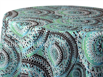 Rosette Print Turquoise Custom Print Tablecloths