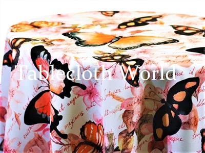 Big Peach Butterflies Print Tablecloths