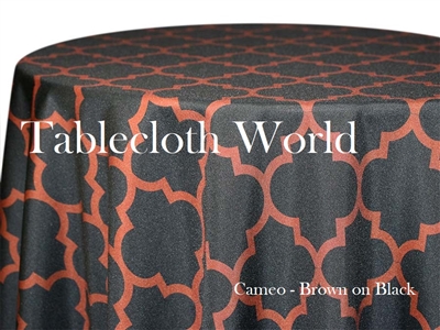 Cameo Brown on Black Print Tablecloths