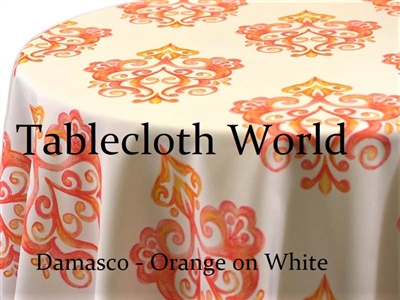 Damasco Print Orange on White