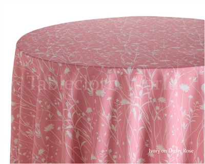 Field Flowers Ivory on Dusty Rose Tablecloths