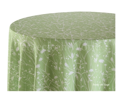 Field Flowers Ivory on Sage Tablecloths