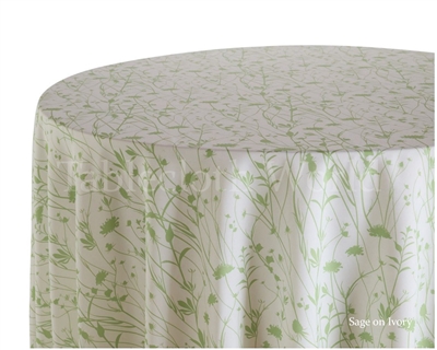 Field Flowers Sage on Ivory Tablecloths