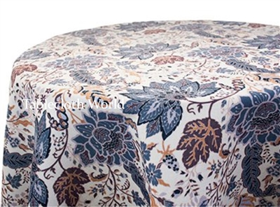 Jacobean Floral Print Tablecloths Blue Autumn