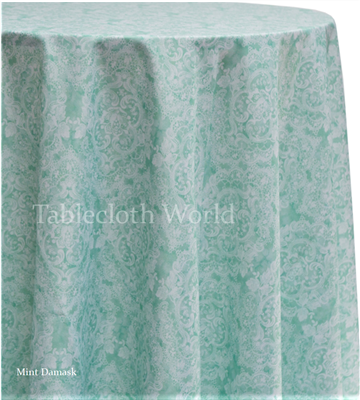 Mint Damask Print Tablecloths