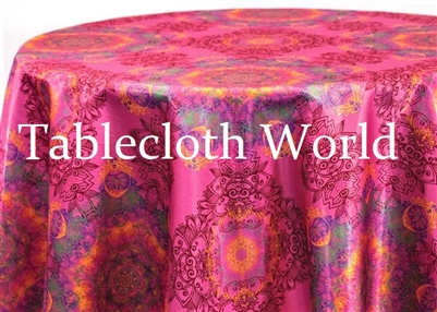 Mumbai Damask Fuchsia Print Tablecloths