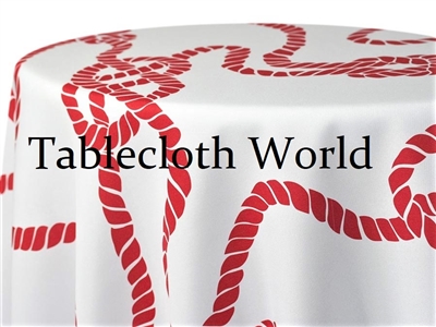 Nautical Knot Red on White Print Tablecloths