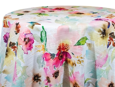 Watercolor Garden White Custom Print Tablecloths