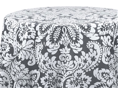 Capua Damask Print Tablecloths Gray