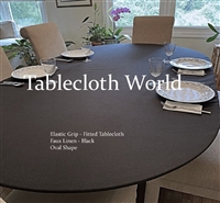 Faux Linen Elastic Fitted Oval Tablecloths