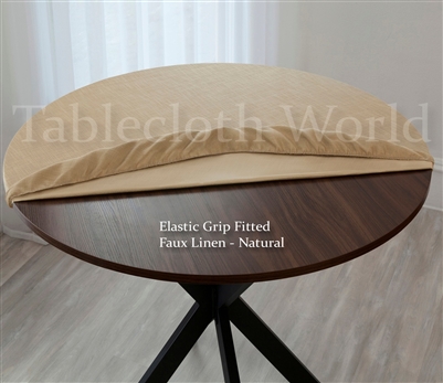 Elastic Grip Fitted Faux Linen Tablecloths