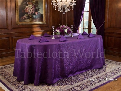 Purple Petal Damask Tablecloth