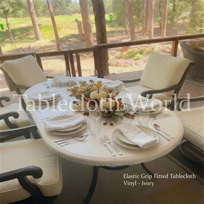Vinyl Oval Tablecloths Elastic Grip