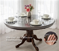 Clear Vinyl Tablecloths Elastic Grip Round