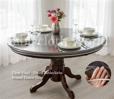 Clear Vinyl Tablecloths Elastic Grip Round