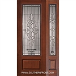 Courtlandt 8-0 3/4 Lite Cherry 1 Panel Single and 1 Sidelight