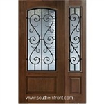 St Charles Arch Lite Cherry 1 Panel Single and 1 Sidelight
