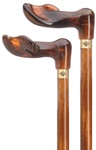 Unisex palm grip handle- amber acrylic, scorched and cherry stained hardwood shaft, 36" long