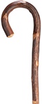 Men's Crook Handle Cane, Genuine Rustic Natural Oak, Scorched