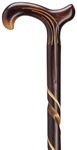 Derby Cane Shaped handle, Artistic Spiral Hand Grooved Chestnut Shaft