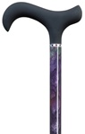 Ladies Cane Carbon Fiber derby non-adjustable cane with black soft touch handle and checker style band
