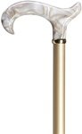Ladies derby cane lucite handle-Pearly Pearl, with brass ring, hardwood pearl metallic high gloss finish shaft