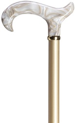 Ladies derby cane lucite handle-Pearly Pearl, with brass ring, hardwood pearl metallic high gloss finish shaft